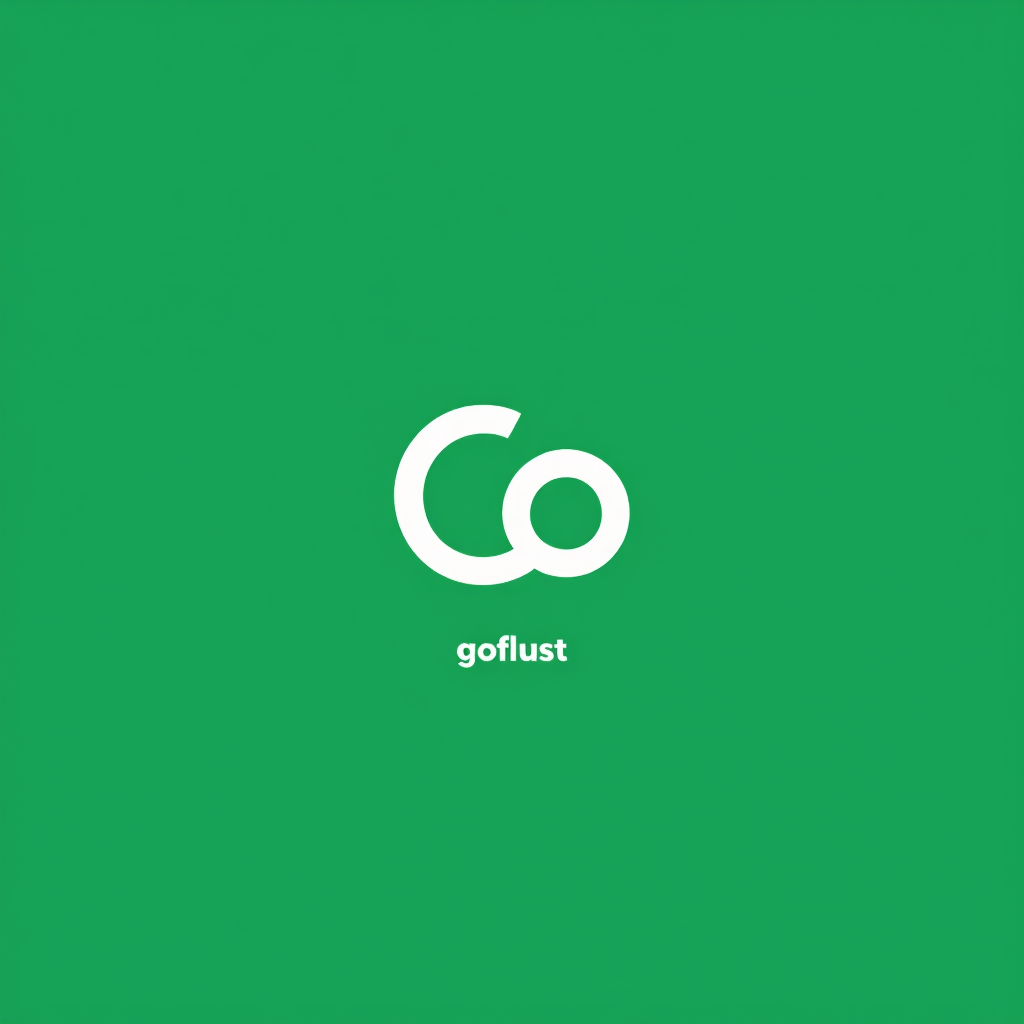 the name of brand: "Goflust"
logo minmalism, classic, marketing type, max double colors, background is bottle green, the name of brand "goflust" must to have "go" is white and "flust" is black
