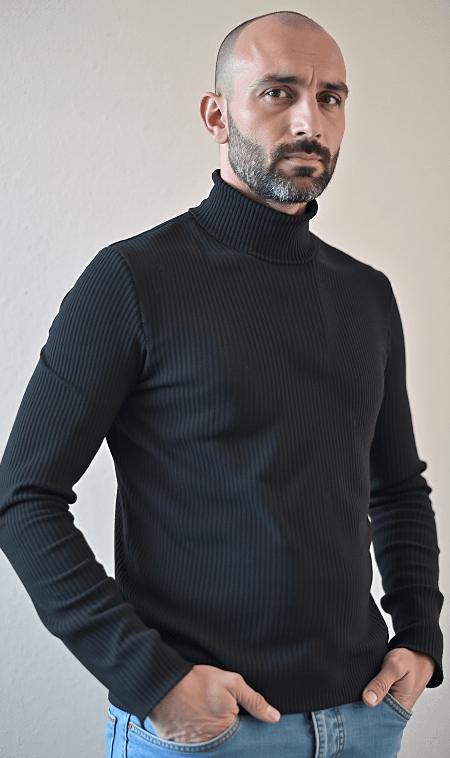 
Crea un retrato hiperrealista de estilo editorial en blanco y negro del hombre de la foto de referencia, elegante, sentado en una silla de madera, con las piernas abiertas, en un estudio minimalista con un fondo blanco suave. Lleva un traje oscuro de gran tamaño estructurado con textura fina, calcetines negros nítidos y zapatos de vestir negros pulidos. Una mano sostiene casualmente un vaso de cristal a la altura de los muslos, licor oscuro medio lleno con . La otra mano descansa sobre su rostro: los dedos tocan ligeramente la mejilla, los ojos ligeramente estrechados en una expresión pensativa e introspectiva. La luz natural suave cae en diagonal, proyectando sombras suaves en la línea de la mandíbula y los pliegues del traje, realzando sus rasgos nítidos. La escena tiene un estilo con de minimalismo limpio: sin accesorios excepto un reflejo tenue en el suelo. La cámara está a nivel medio ligeramente inclinada para la profundidad, capturando la figura completa con enfoca el estado de ánimo. La graduación monocromática es rica en contraste, con negros profundos y reflejos suaves - evocando la sensación de editoriales de moda clásicas de los 90 mezcladas con moderno genial. El ambiente es malhumorado, intencional, sin disculpas masculino.
