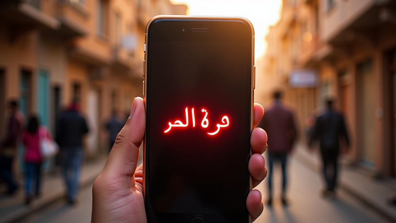 Prompt:

"A dramatic YouTube thumbnail featuring a smartphone screen displaying the Arabic phrase 'نسرق جوالي في سوريا' in bold, bright red letters. The background is a blurred street scene from Syria, with warm, earthy tones like orange and brown. The foreground includes a clear placeholder space on one side for a person's face photo, with a subtle shadow effect to highlight the area. The overall design is eye-catching and modern, aiming to attract viewers with a clean aesthetic."
