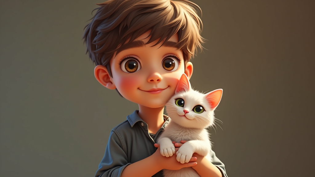 boy holding a cat
