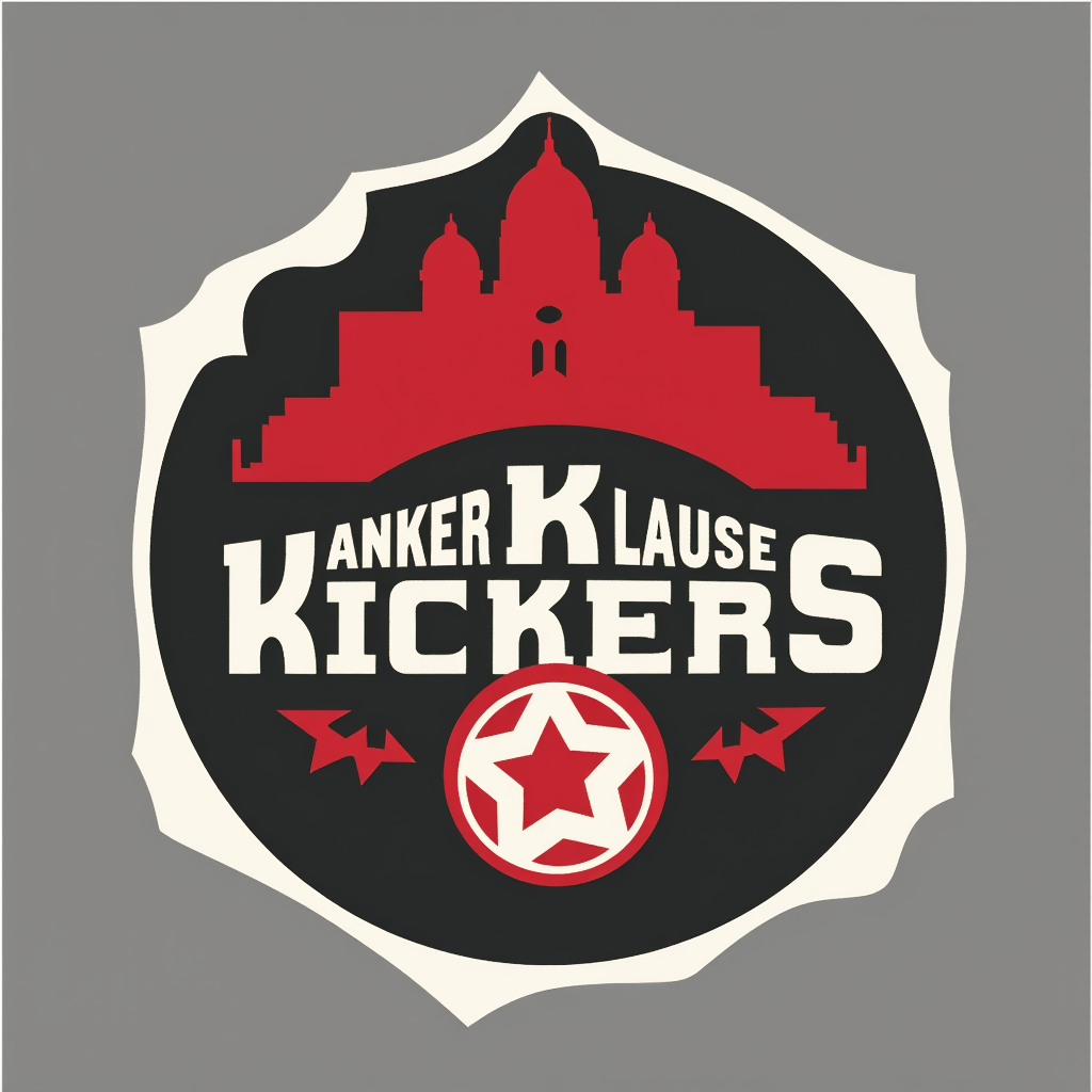 pls make a logo for the Ankerklause Kickers. A amateur soccer team from berlin kurezberg. named after the local pub called Ankerklause. The outline should be the shape of kreuzberg