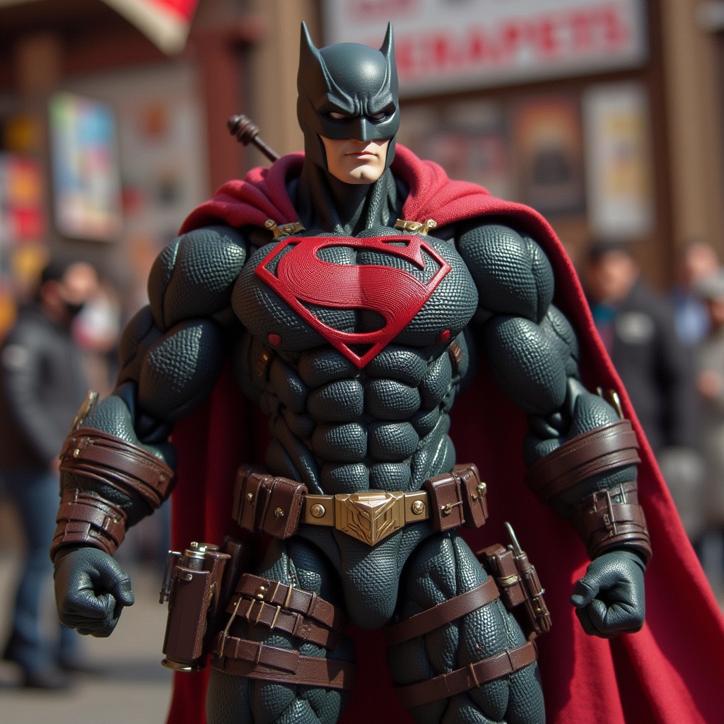 a superhero action figure with detailed costume, action figure style