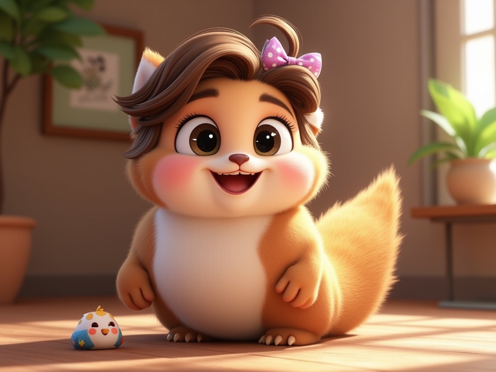 a cute character, disney pixar style