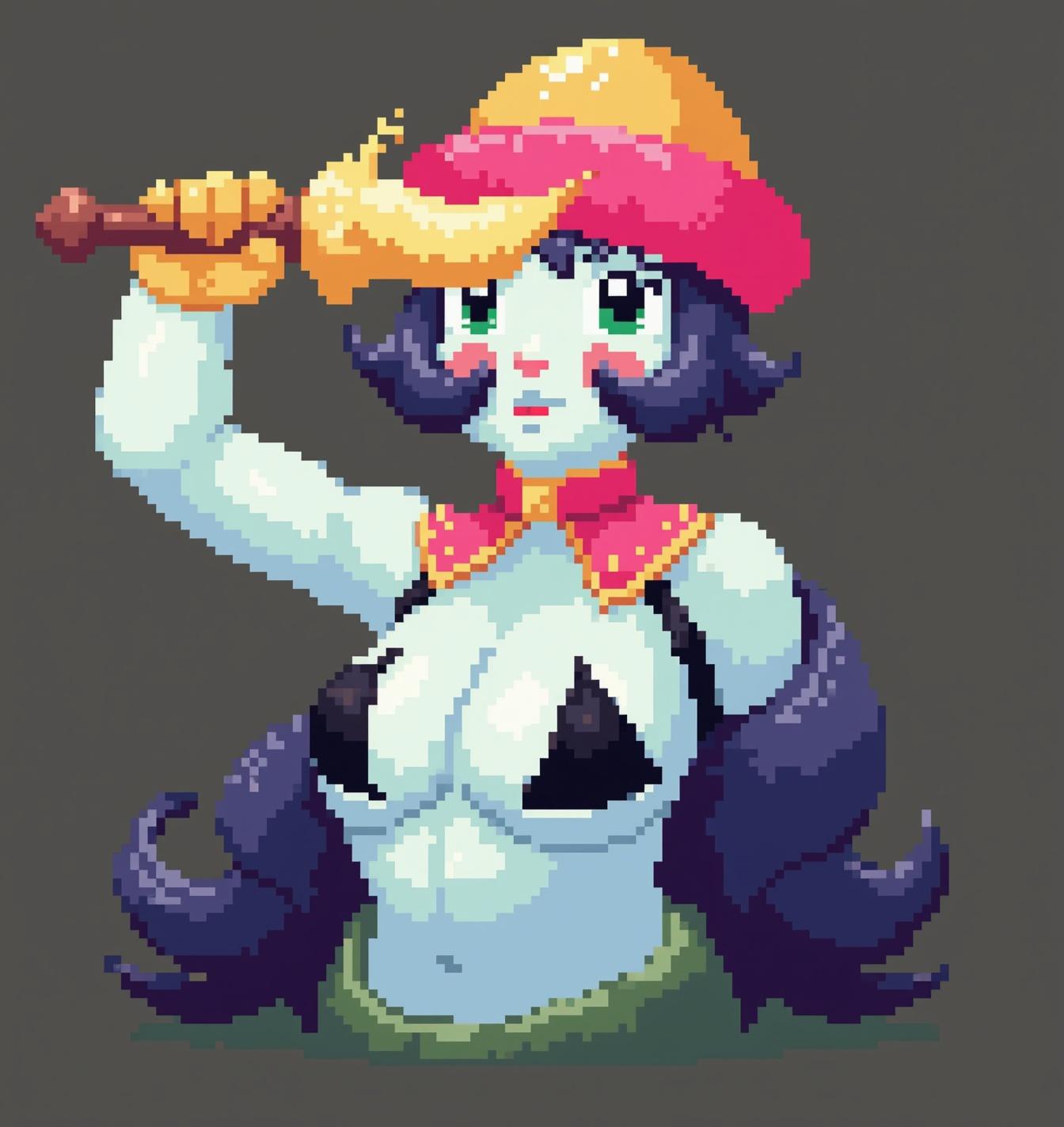 a character in a fantasy world, pixel art style