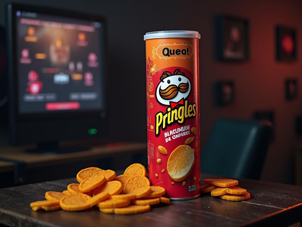 pringles-sur-une-table-a-cote-dun-pc-f0omfwt8xl