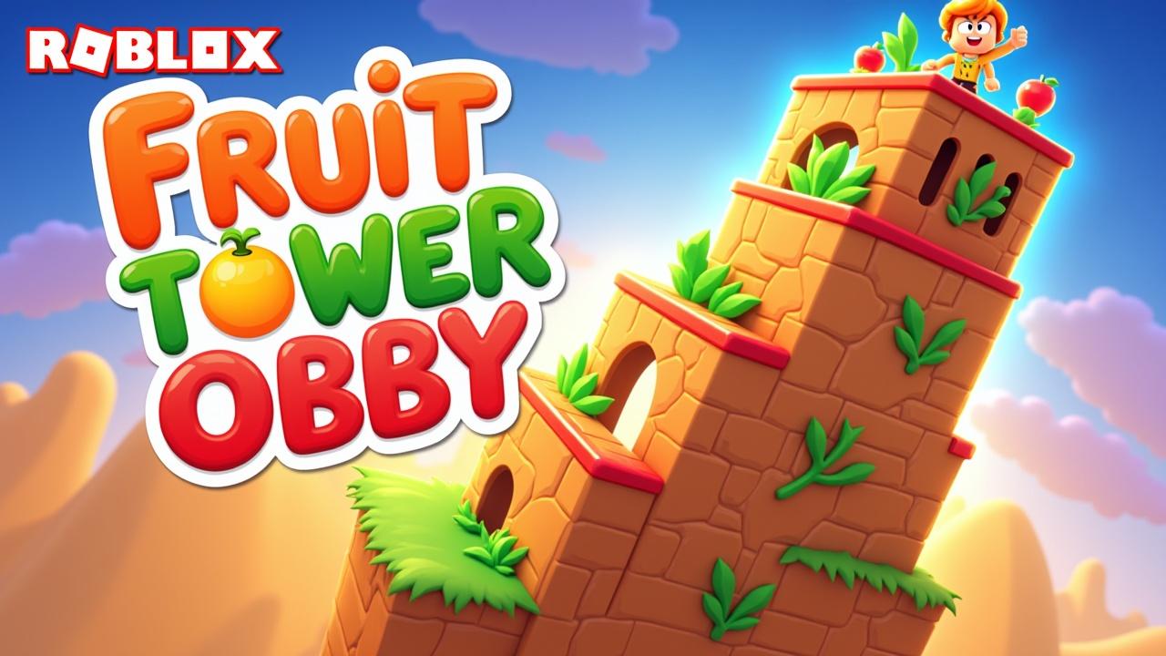 make a roblox fruit tower obby thumbnail make it saiz 1280x720