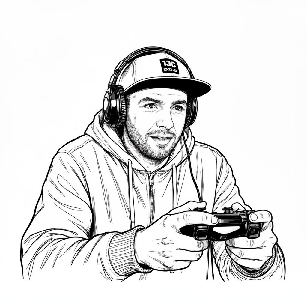 artwork-line-art-black-and-white-of-a-man-playing-47qmac6vuz