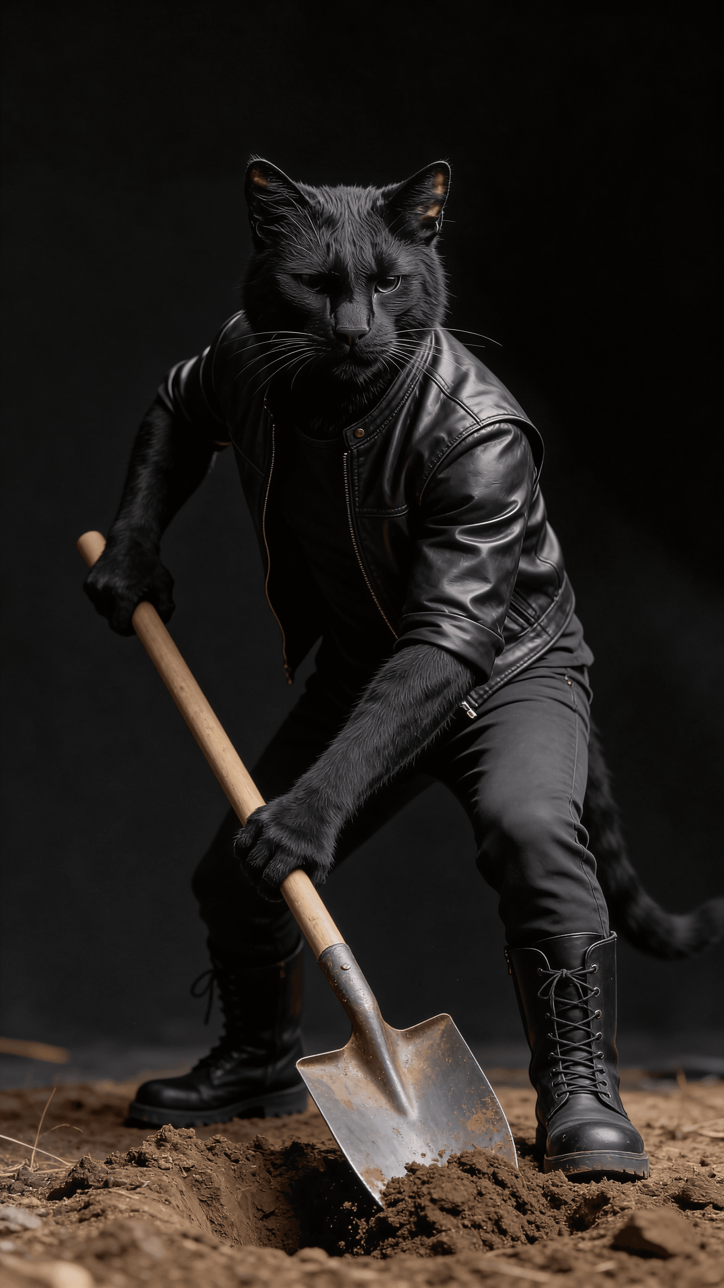 gato-preto-realista-de-botas-e-jaqueta-cavando-um-fzz99e72h0