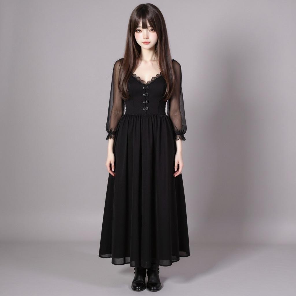 wearing-a-black-gothic-dress-standing-upright-kcdgbw84ie