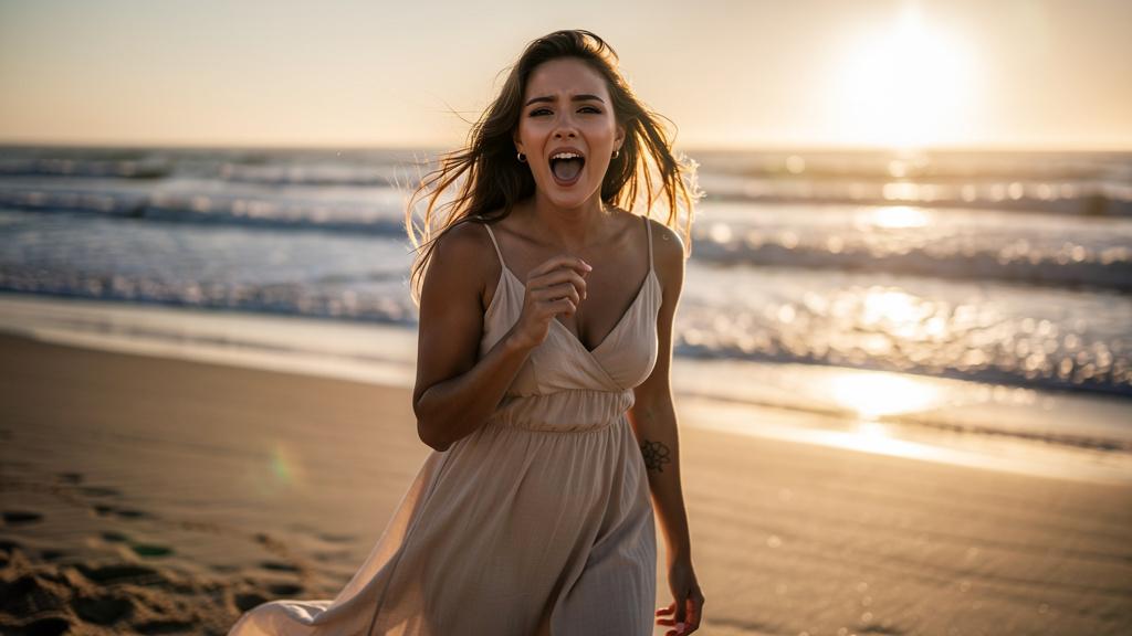 a-beautiful-girl-sings-on-the-beach-while-looking-9yl8mvmxc3