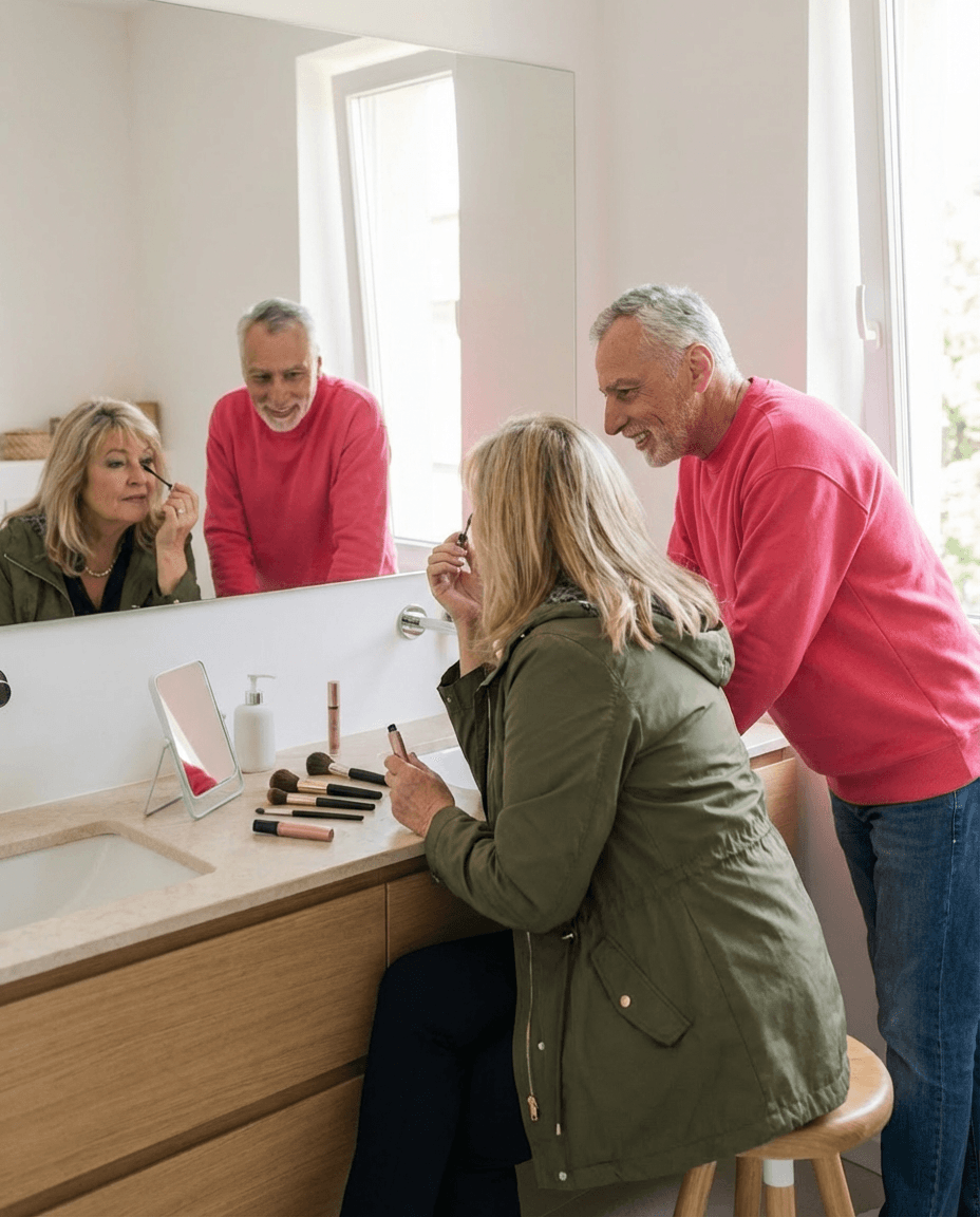 husband-talks-to-his-wife-while-she-puts-on-makeup-r7gyoww70