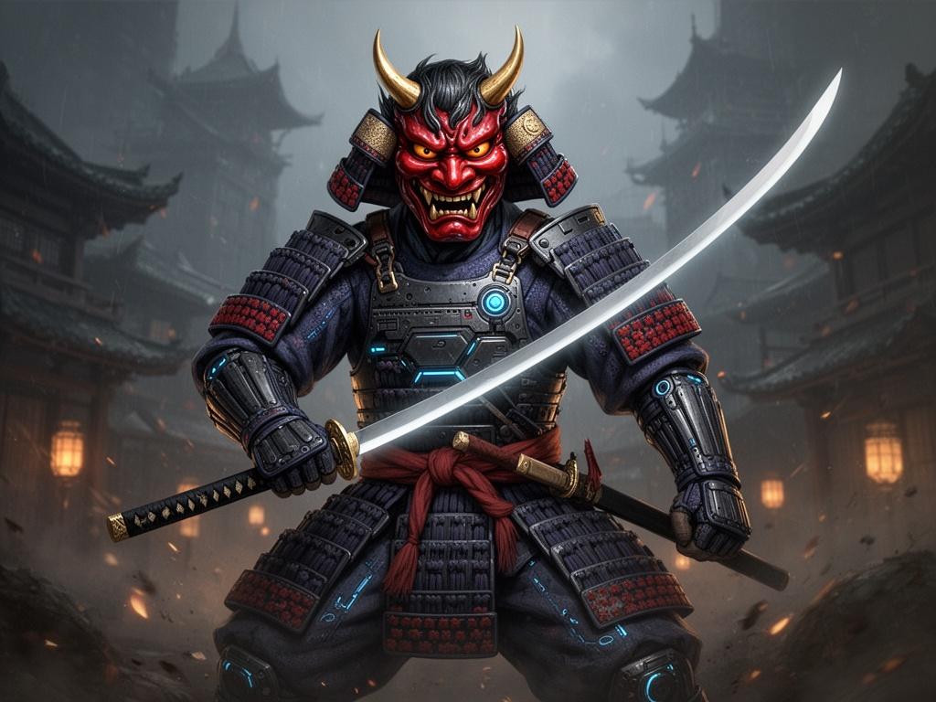 un-samourai-avec-un-masque-de-oni-une-armure-nnd1fxj8qh