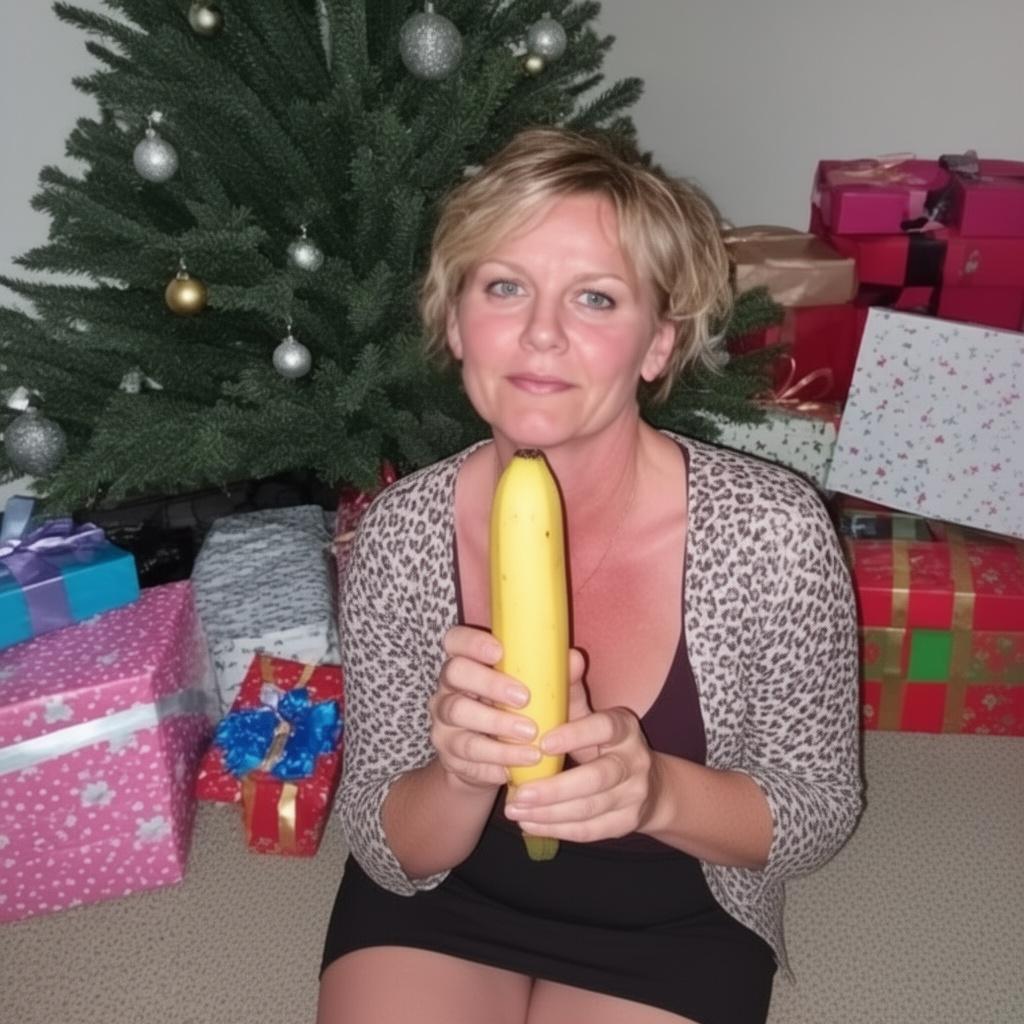 woman-holds-banana-upright-in-front-of-her-skirt-u2w9j3bgxv