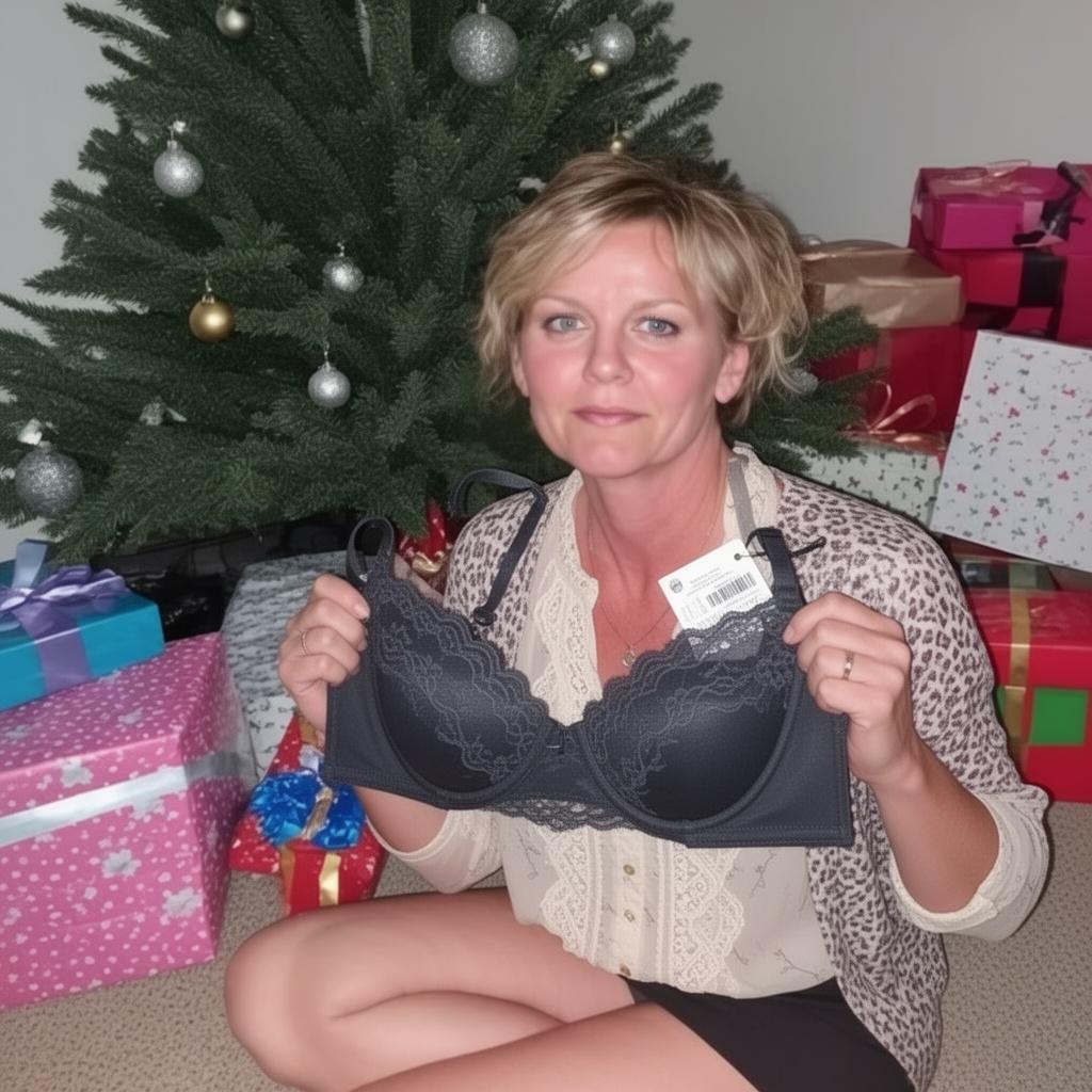 woman-holds-new-bra-up-to-her-blouse-v61lqwnwra