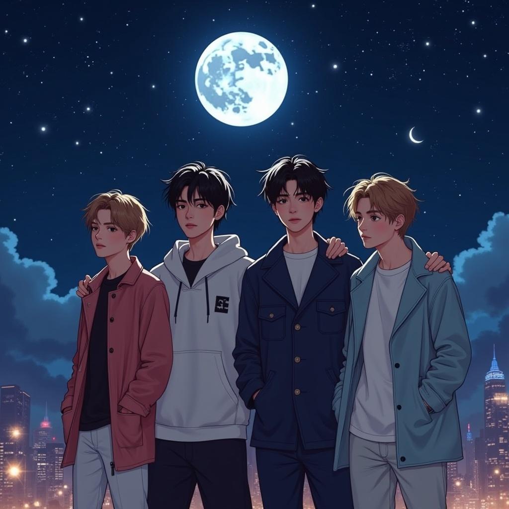 illustration-realiste-de-quatre-idols-kpop-sur-un-b7xs0h80gj