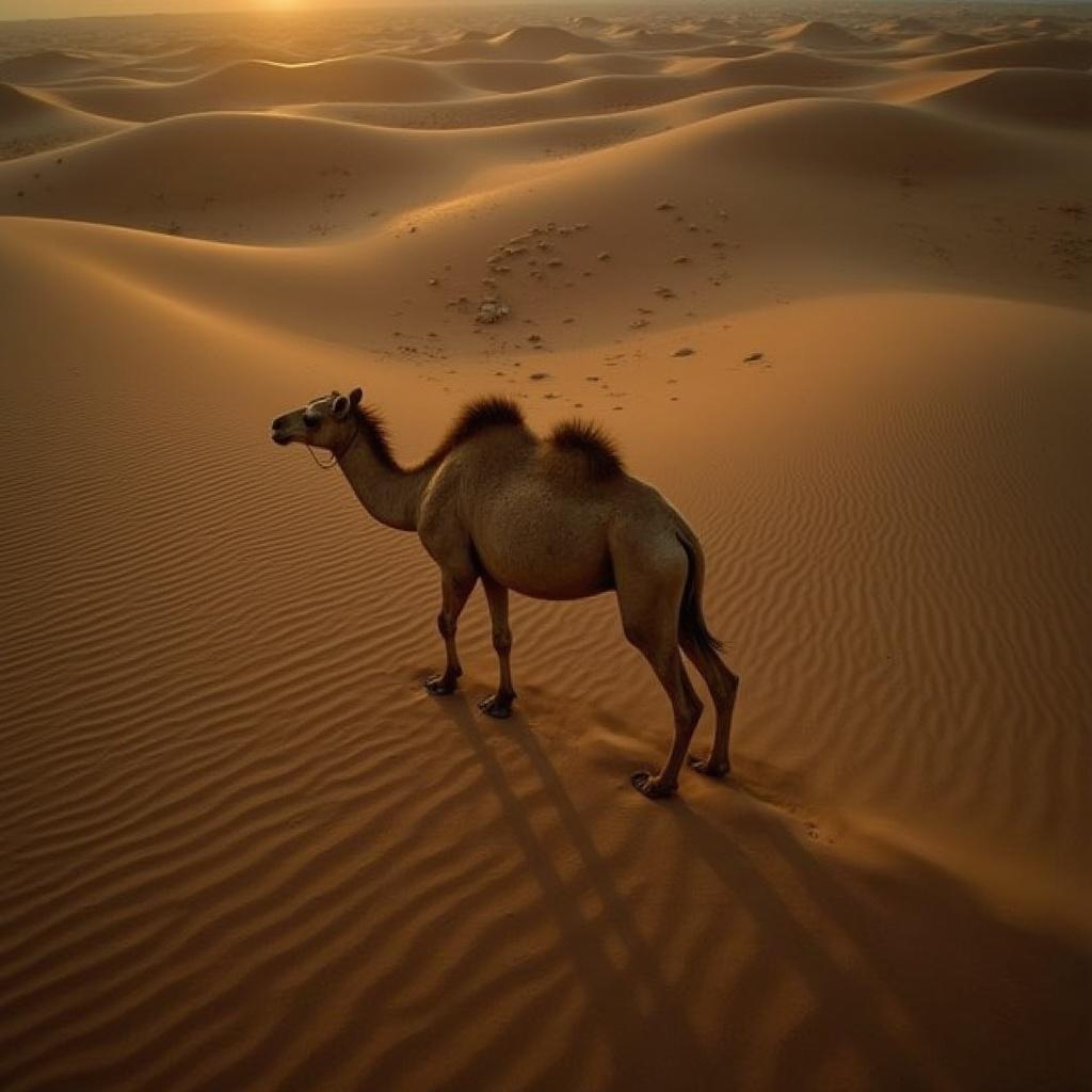 aerial-drone-shot-of-camel-in-green-desert-like-s88003pi04