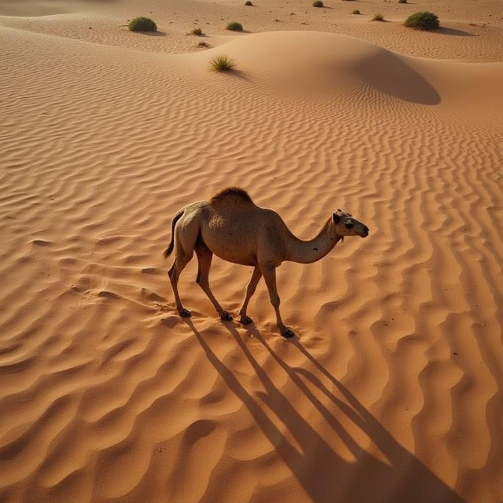 aerial-drone-shot-of-camel-in-green-desert-like-w3qln9bya1