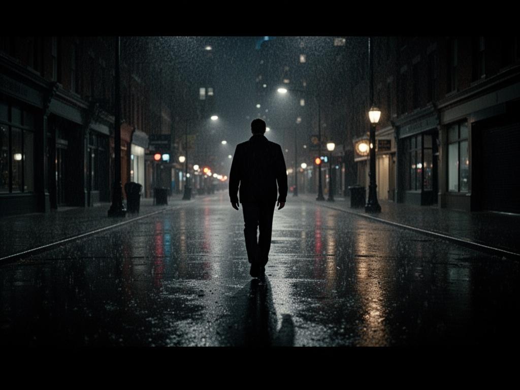 rain-stopping-empty-street-at-night-man-walking-gmxbvgforx