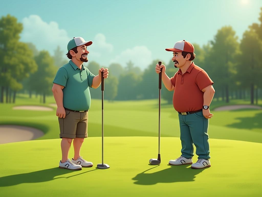 two-men-on-a-golf-course-green-the-main-subject-x5wsprxwmv-2