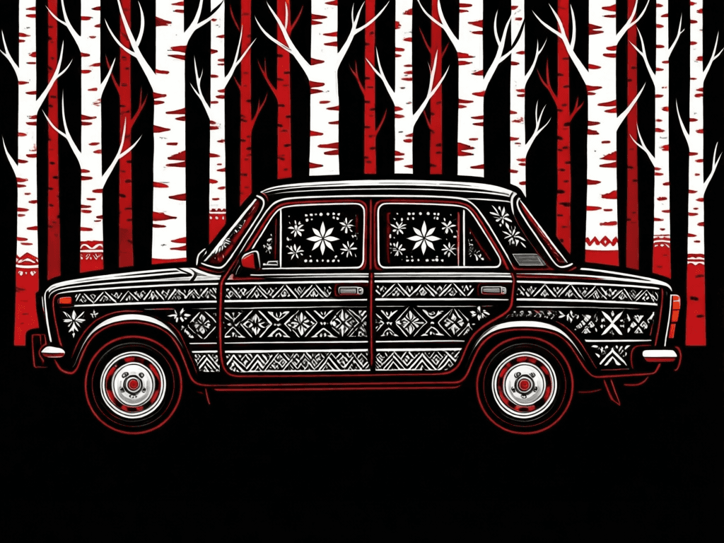 a-vaz-2107-car-depicted-in-a-flat-decorative-crvmh2gx1c