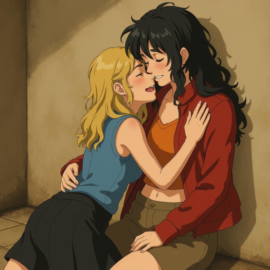 ghibli-style-the-blonde-woman-is-kneeling-down-zqu7ew9yli