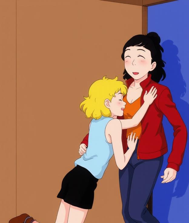 ghibli-style-the-blonde-woman-is-kneeling-down-ntx1bw6gfx