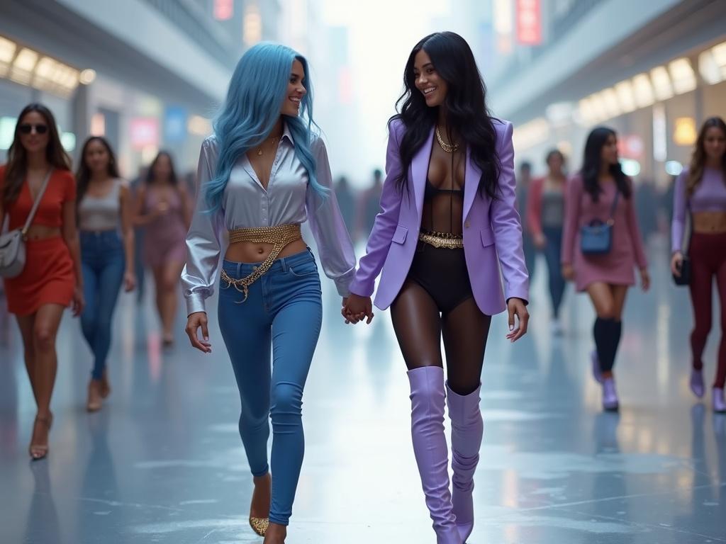 a-beautiful-pair-of-women-walk-holding-hands-sfjljdrzxy