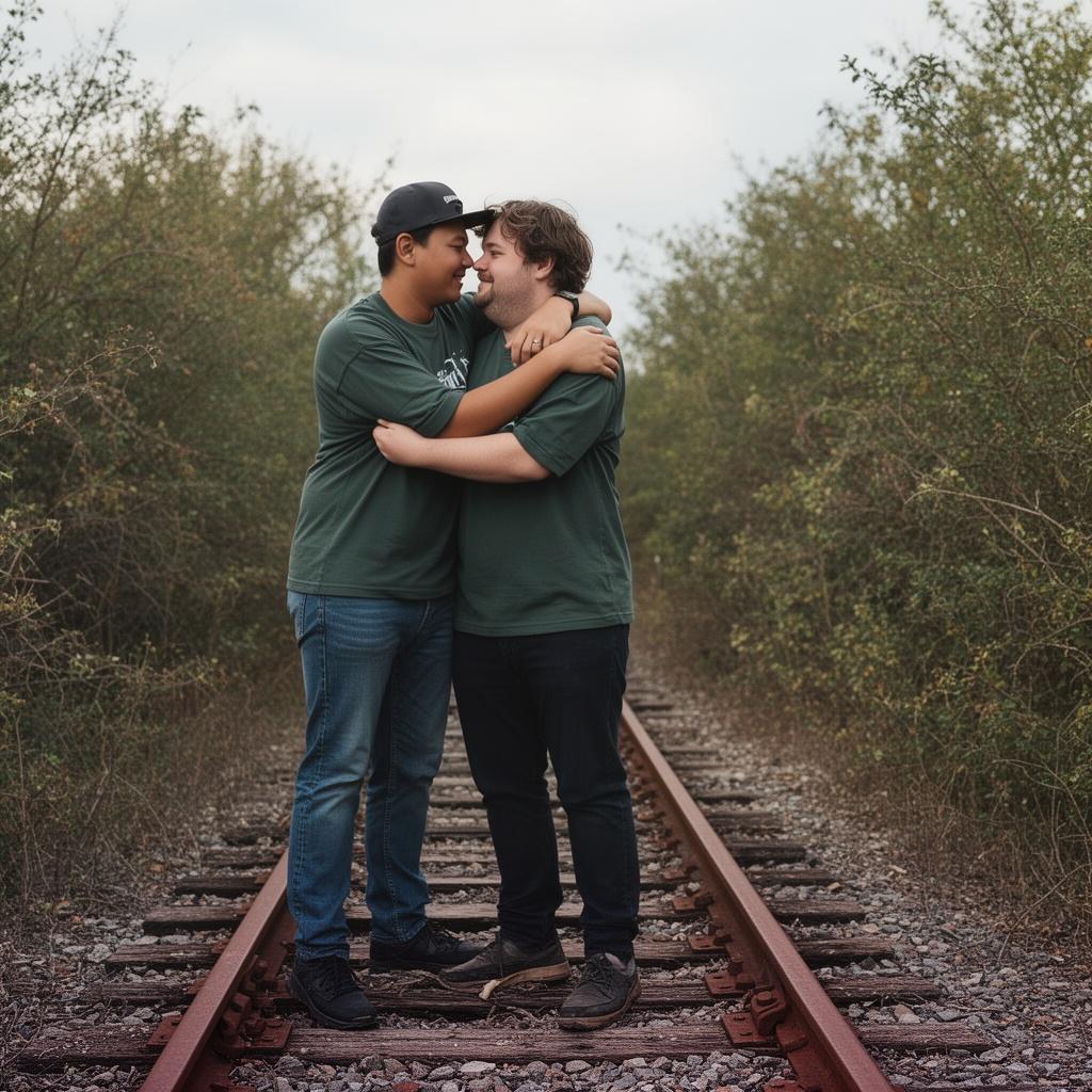 lgbt-male-couples-stand-on-an-old-disused-railroad-rfs9pl2dd