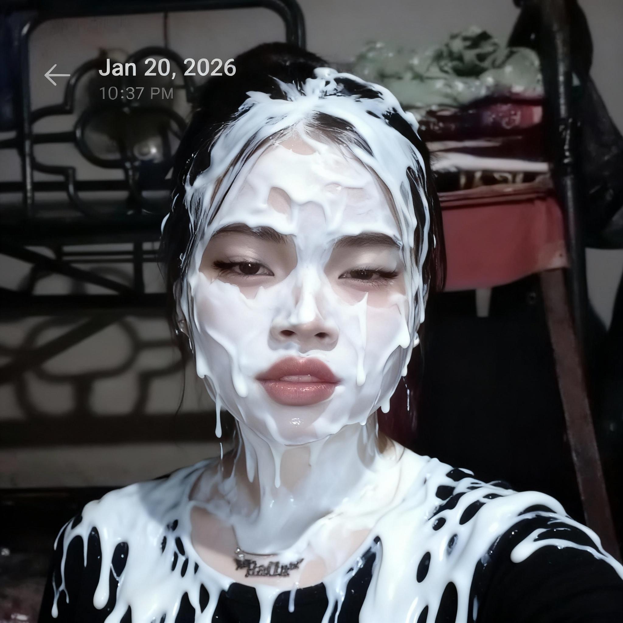 make-her-face-and-cloth-covered-with-spread-white-z0gdtg04as