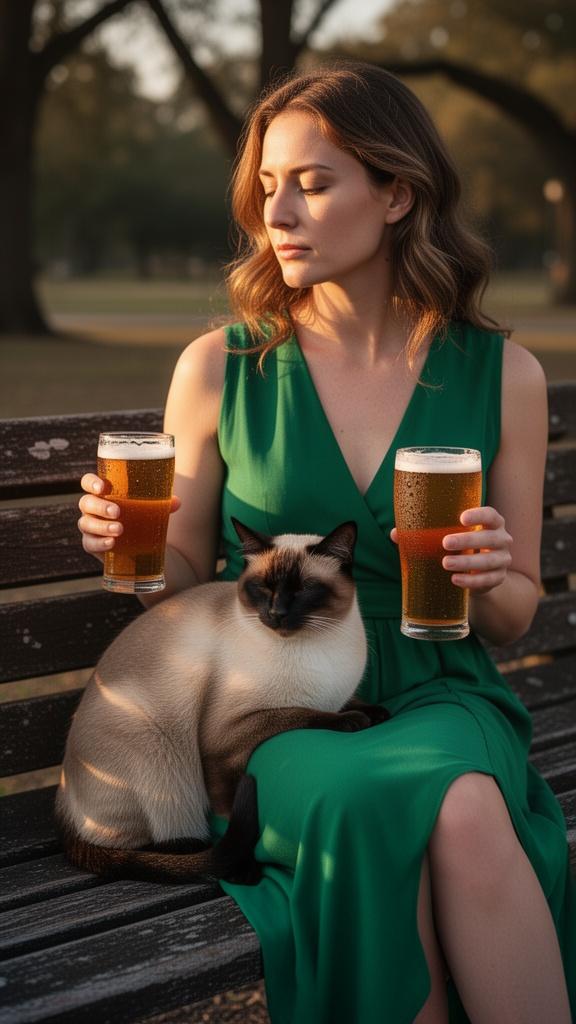 a-woman-sitting-on-a-bench-with-a-glass-of-beer-2x4j6a5y7h