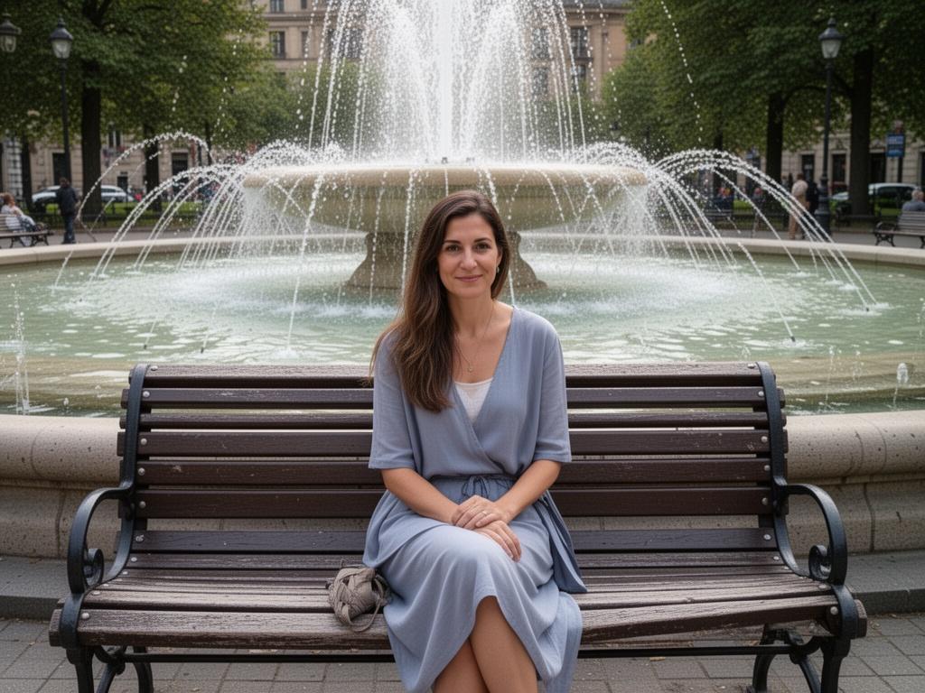 a-woman-sitting-on-a-bench-in-front-of-a-fountain-9nbzdmhr35