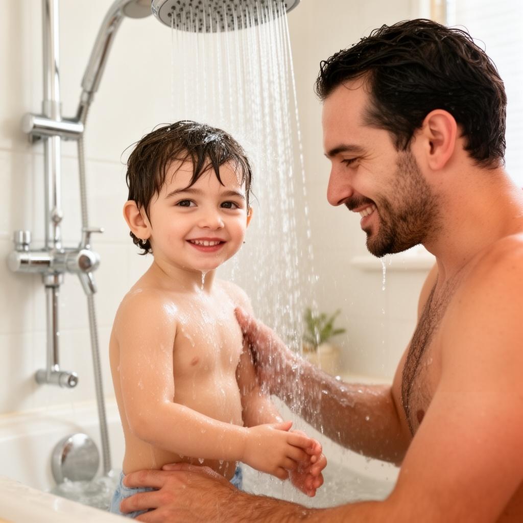 cute-boy-taking-a-shower-with-his-father-vb1acyiy2w