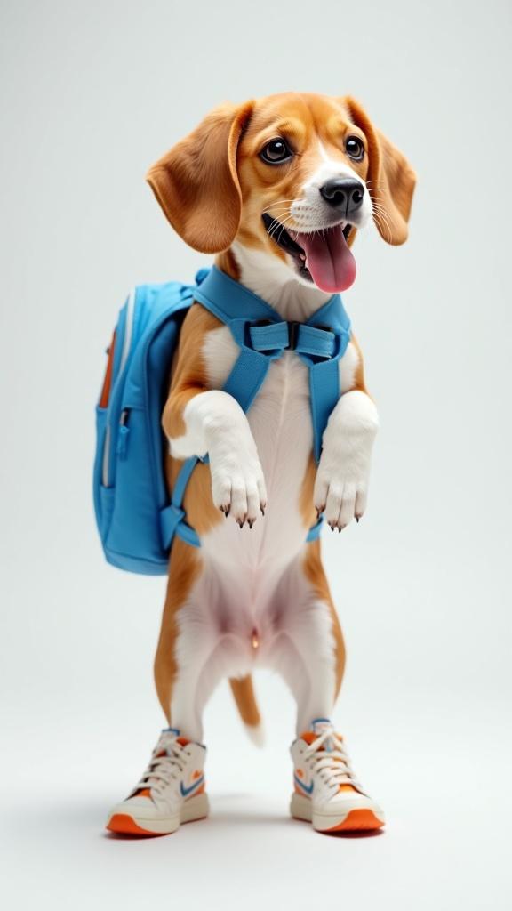 a-cute-beagle-dog-standing-on-two-legs-wearing-a-k77em9l1ya