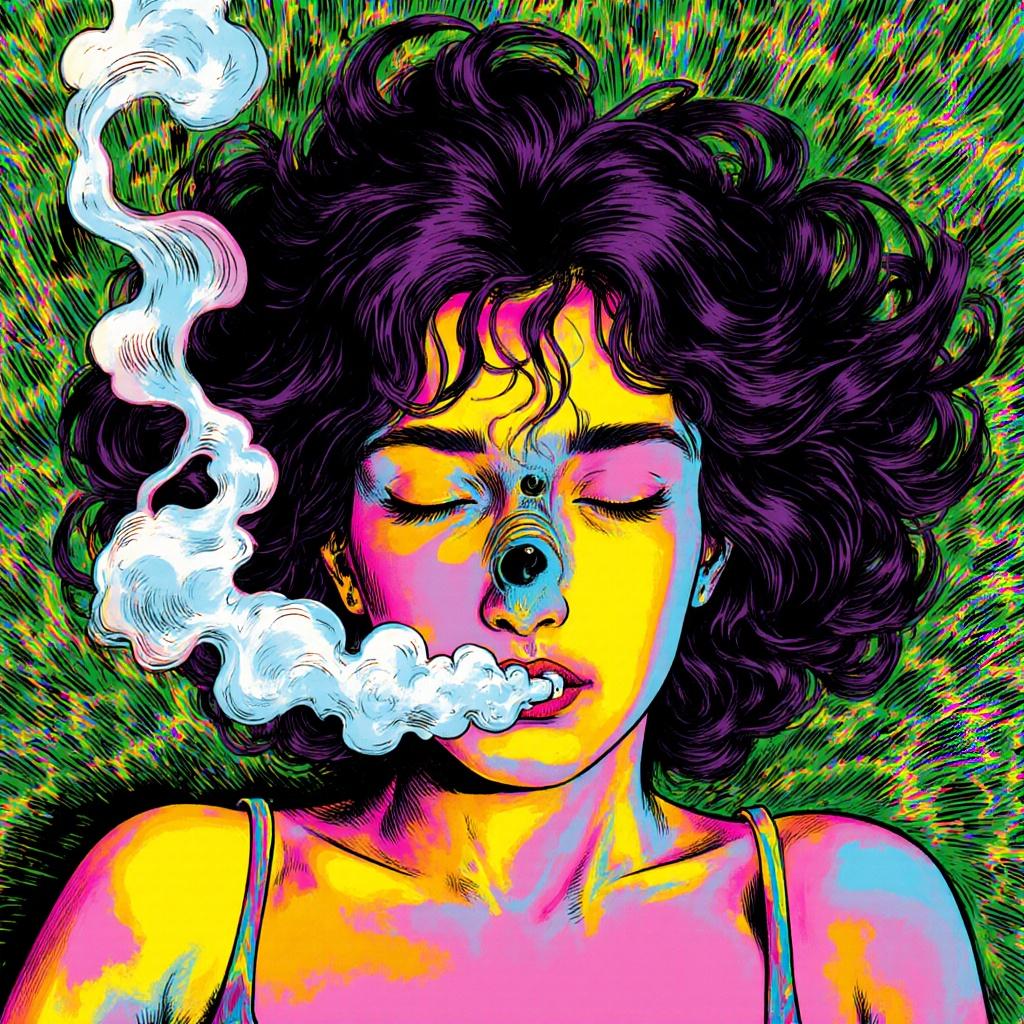 a-woman-with-disheveled-hair-lies-on-the-grass-uzx4b6drqd