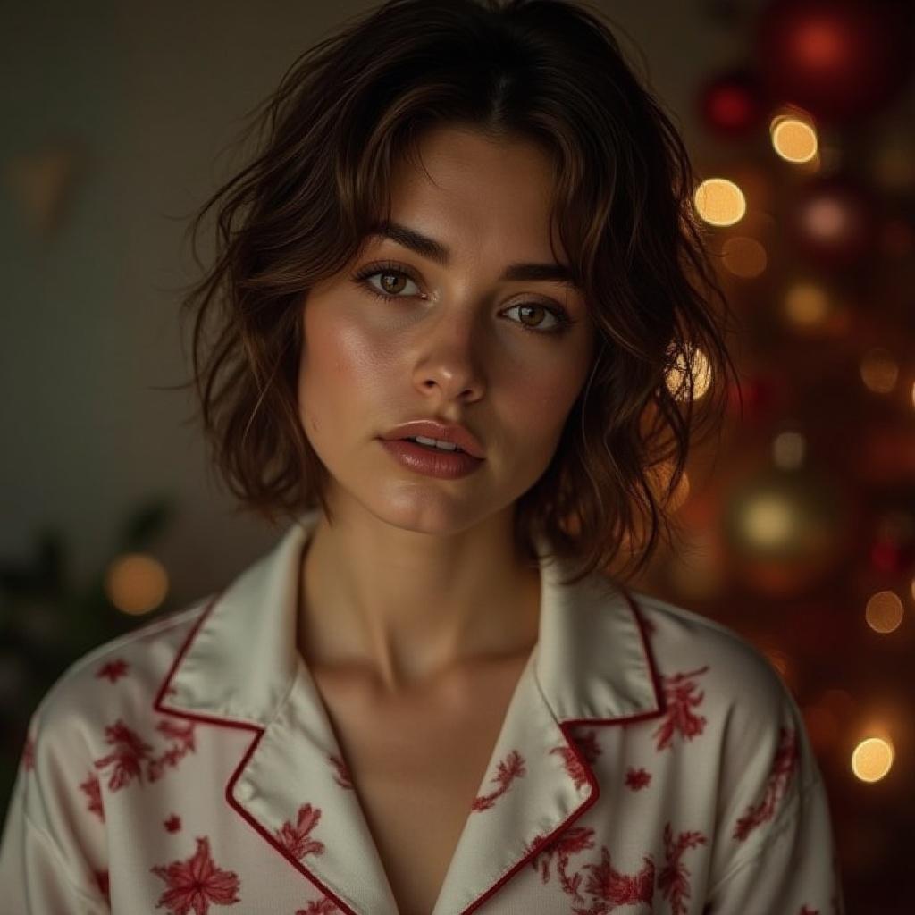 un-portrait-dune-femmes-dans-un-pijama-de-noel-xsnbmvp9rj
