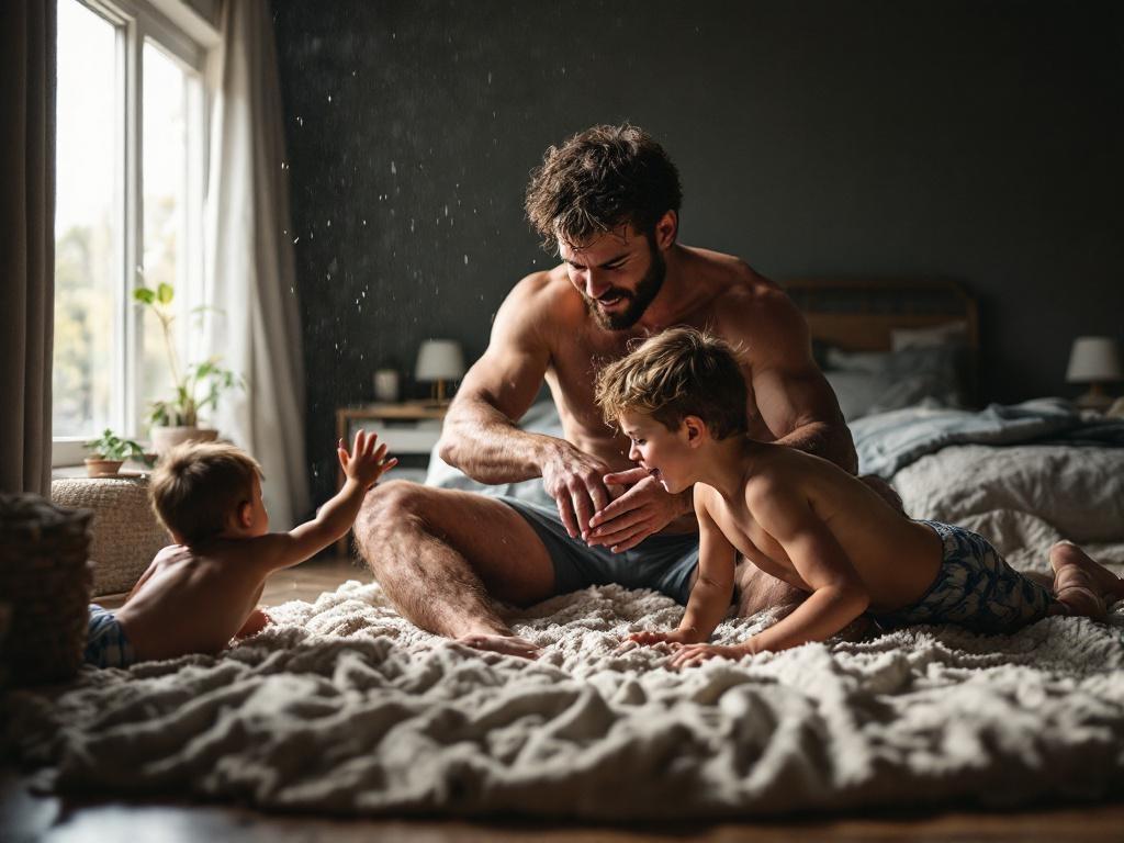 boys-playing-with-there-dads-and-rough-housing-in-q41vw90871