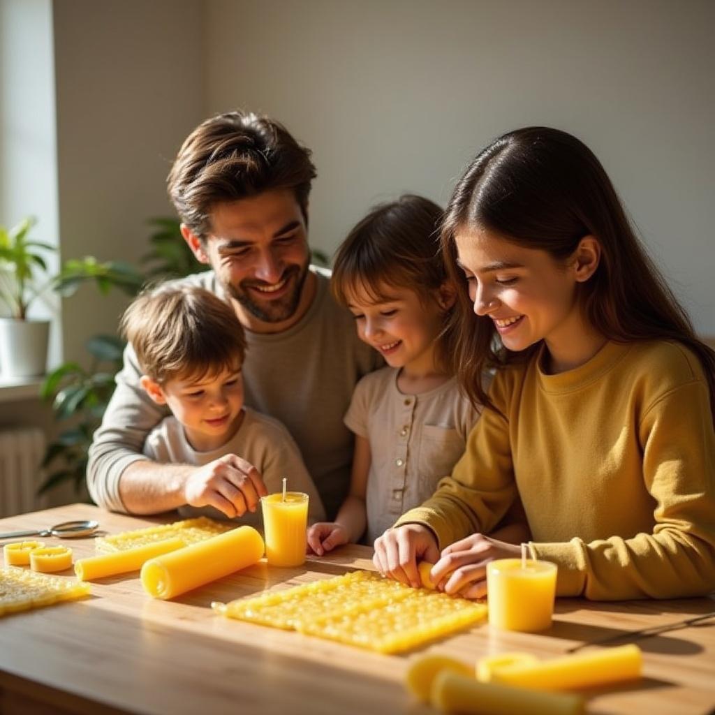 a-warm-joyful-family-of-four-crafting-beeswax-s3bu07br8u
