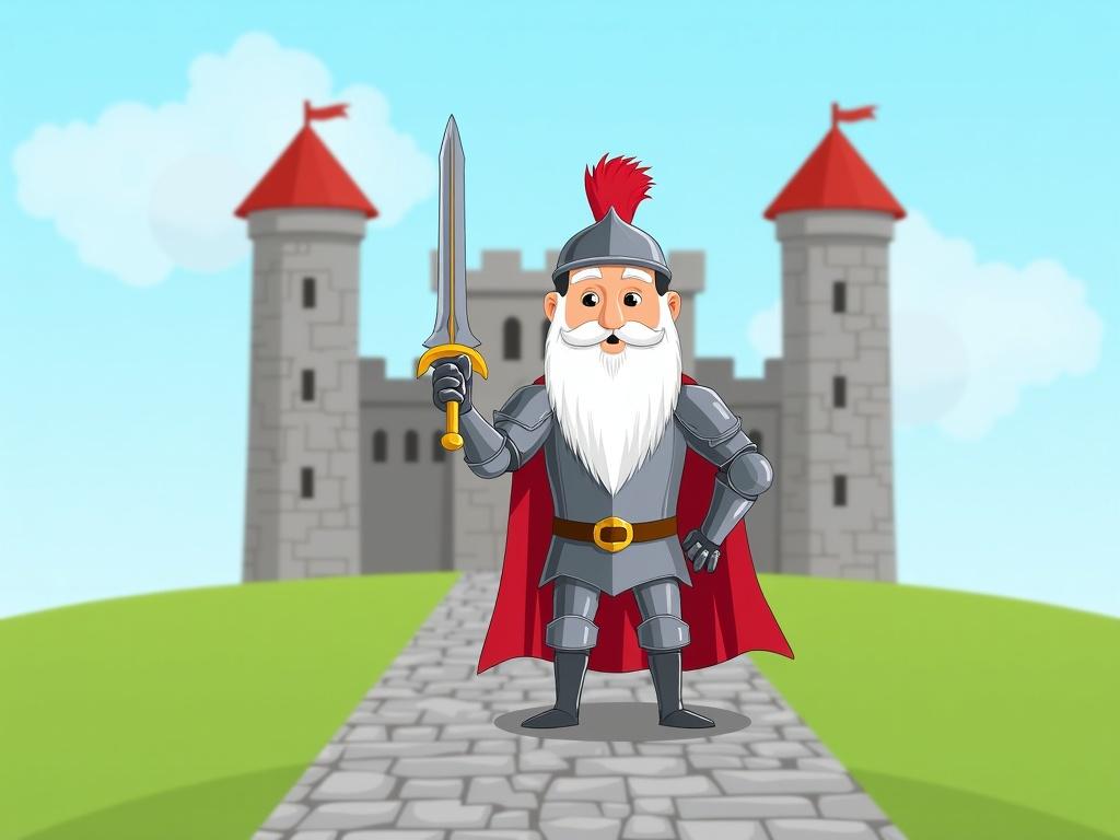 the-image-shows-a-cartoon-illustration-of-a-knight-u7u2u9ztk