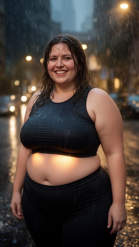 an-american-plus-size-woman-standing-on-a-wet-df4jshq4bu