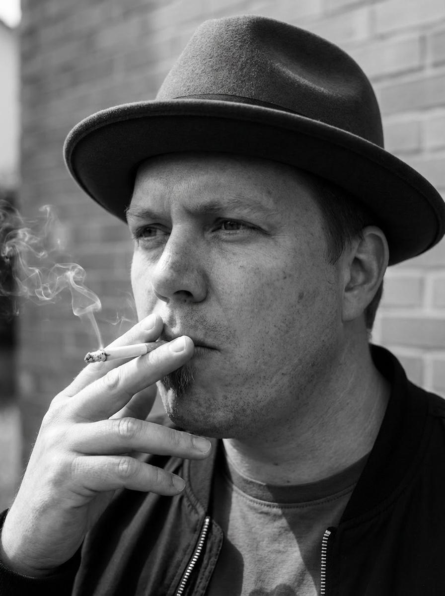 schwarz-weiss-50mm-linse-hut-und-zigarette-ayl5fjaxkz