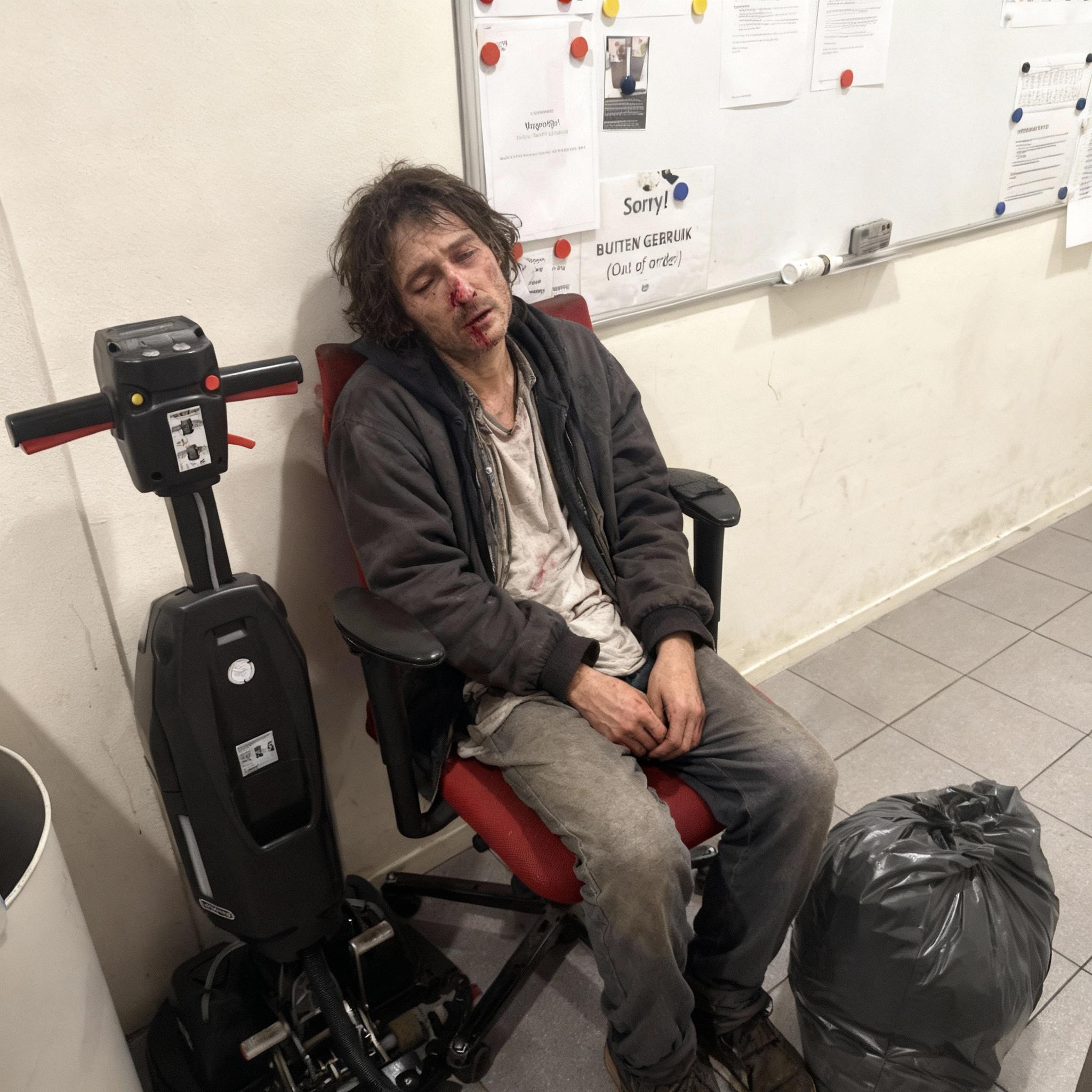 kun-je-een-zwerver-op-de-stoel-met-een-bloed-neus-0xd8fbcot8