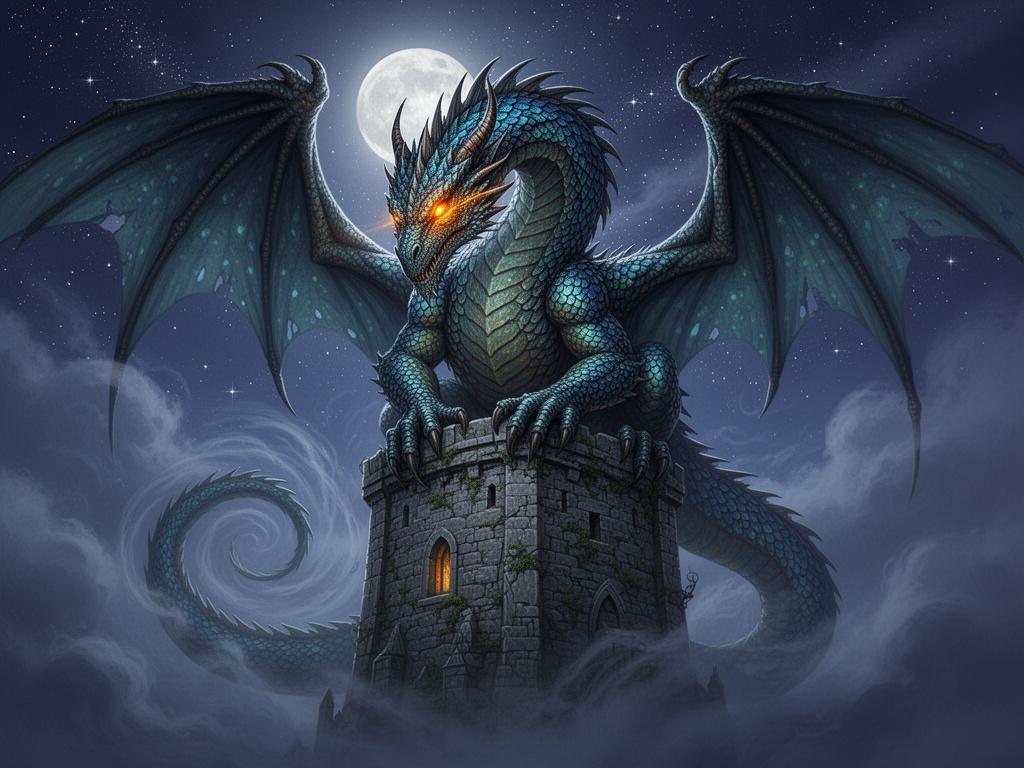 mystical-dragon-perched-on-ancient-stone-tower-x54ikey7rp-2