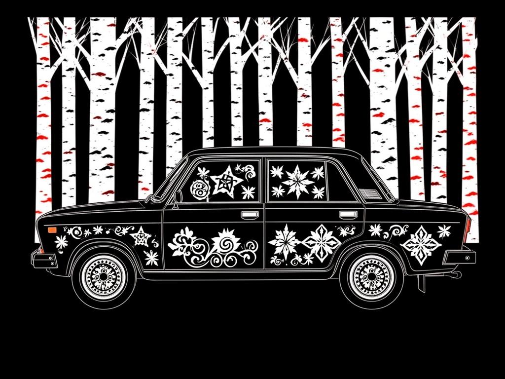 a-vaz-2107-car-depicted-in-a-flat-decorative-8u2x45h5sv