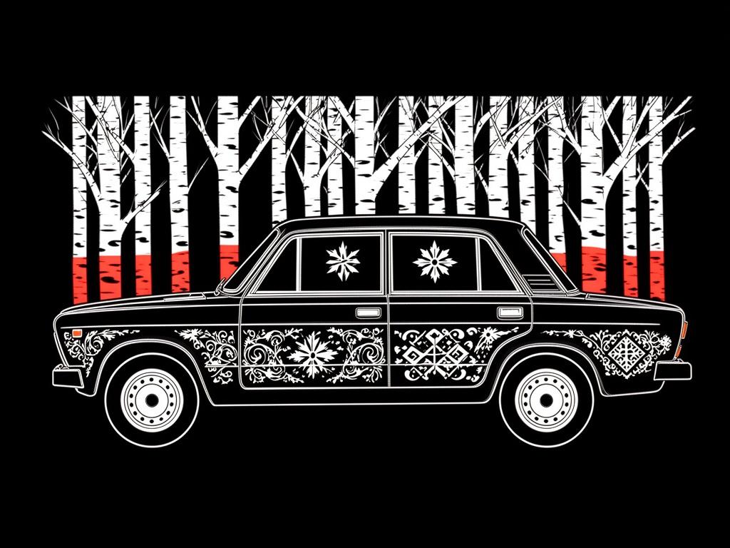 a-vaz-2107-car-depicted-in-a-flat-decorative-xk47kh6ls0