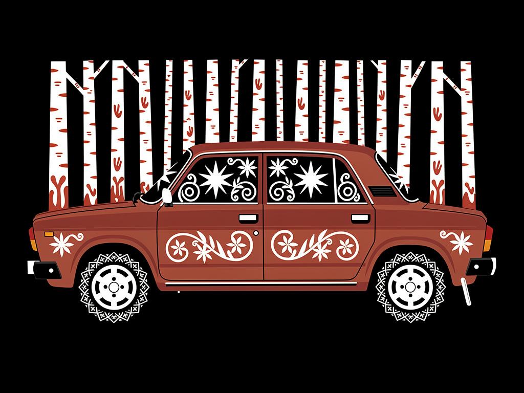 a-vaz-2107-car-depicted-in-a-flat-decorative-4afqba7irn