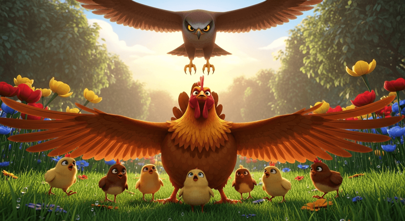 a-brave-mother-hen-protecting-her-chicks-in-the-eps7e2a6tn