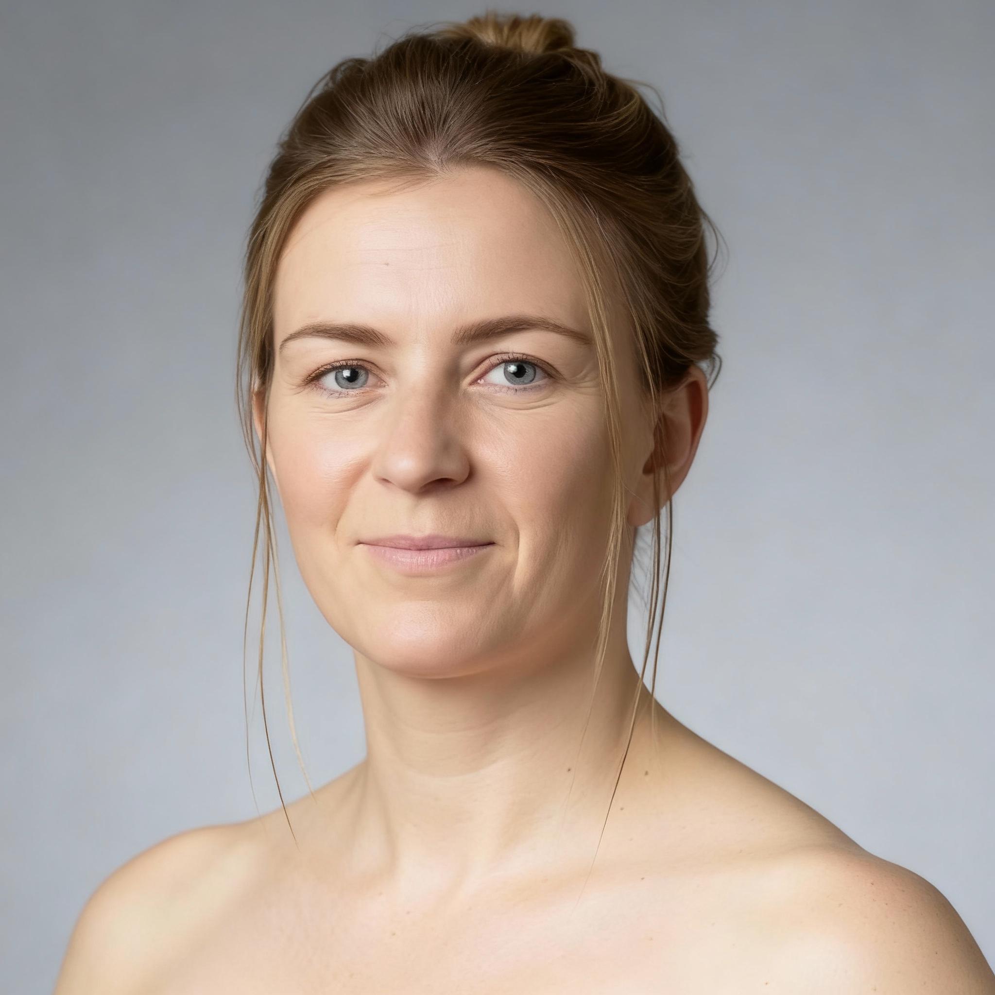 she-has-put-her-hair-up-thin-strands-hang-down-the-32y9mp25p