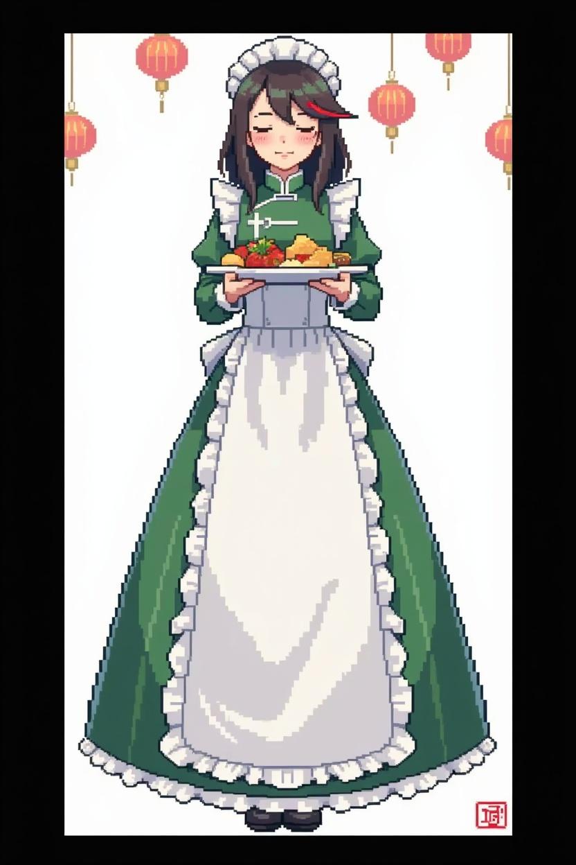 a-girl-in-a-green-chinese-maid-costume-with-a-long-7h4qyx3mg