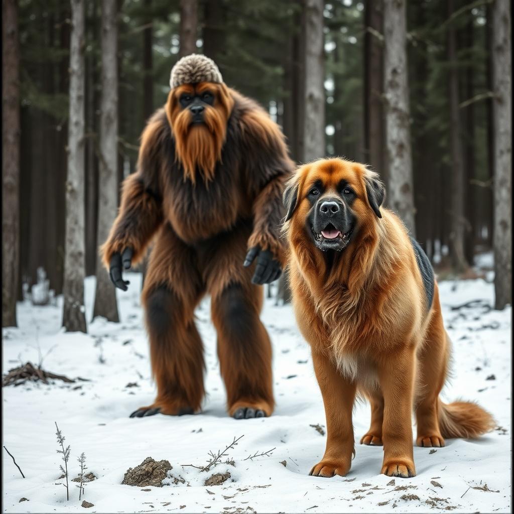 bigfoot-standing-next-to-a-leonberger-dog-rjlzplelje