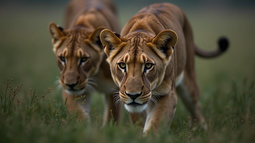 4k-ultra-realistic-close-up-of-lionesses-stalking-ol2pthxr5a